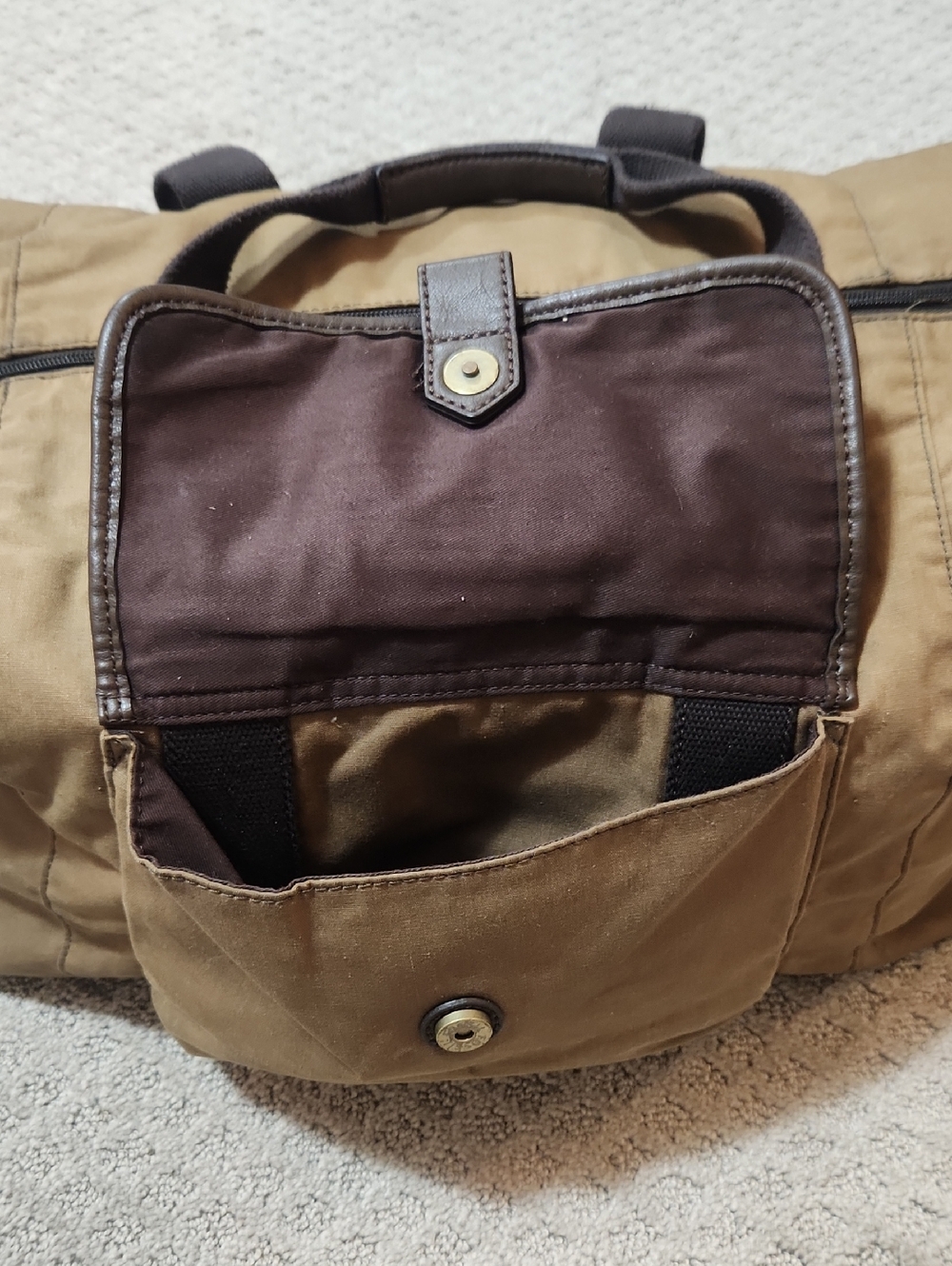 Fossil Men's Waxed Canvas & Leather Travel Duffel Bag - British Tan & Brown - Picture 12 of 16